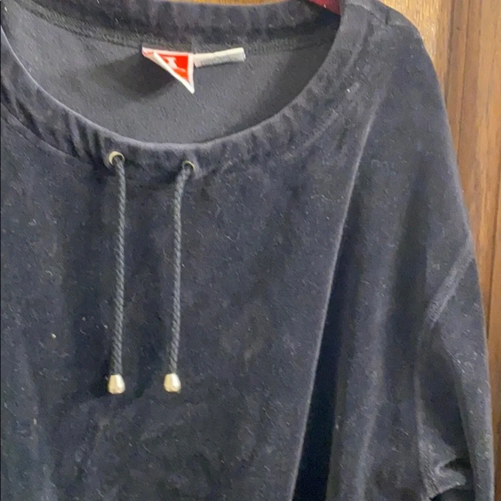 Soft black pullover with tie strings Size L EUC